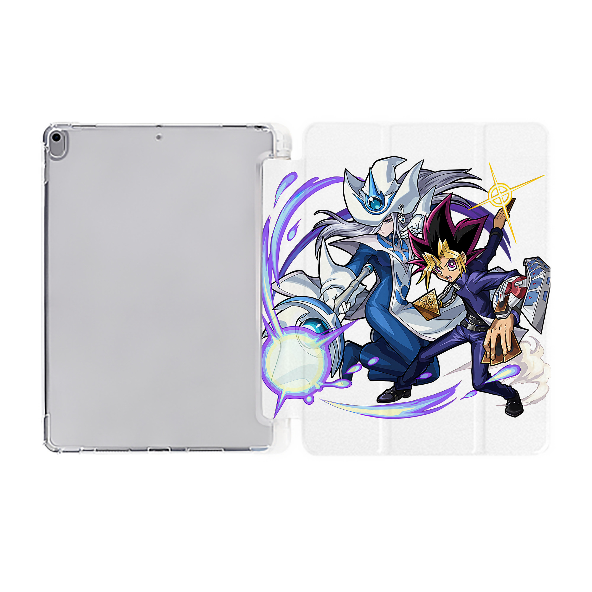 （画像用） 遊☆戯☆王 Yu-Gi-Oh! IPad ケース ペン収納付き 三つ折りスタンド PUレザー×シリコン 対応機種9.5/10.5/10.9インチ